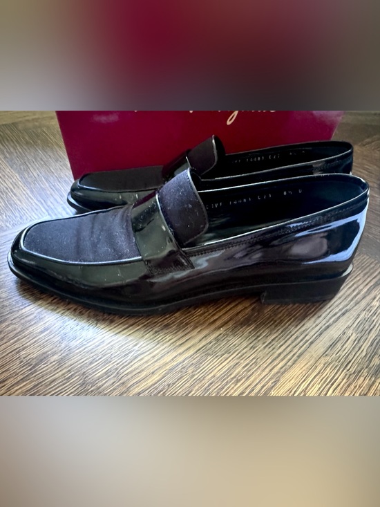 Salvatore Ferragamo Black Patent & Fabric Slip-On Loafers main image 5